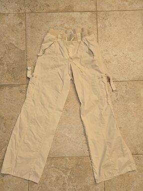 PacSun Cream Drawstring Baggy Cargo Pants